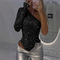 🔥Hot Sale 49% Off👚✨ Women's One Shoulder Sequin Bodysuit – Sparkle & Shine All Night! 💫