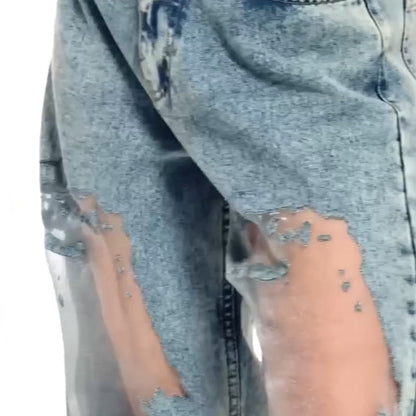🌸NEW HOT SALE🔥💥Women's Vintage Mesh Patchwork Printed Jeans👖