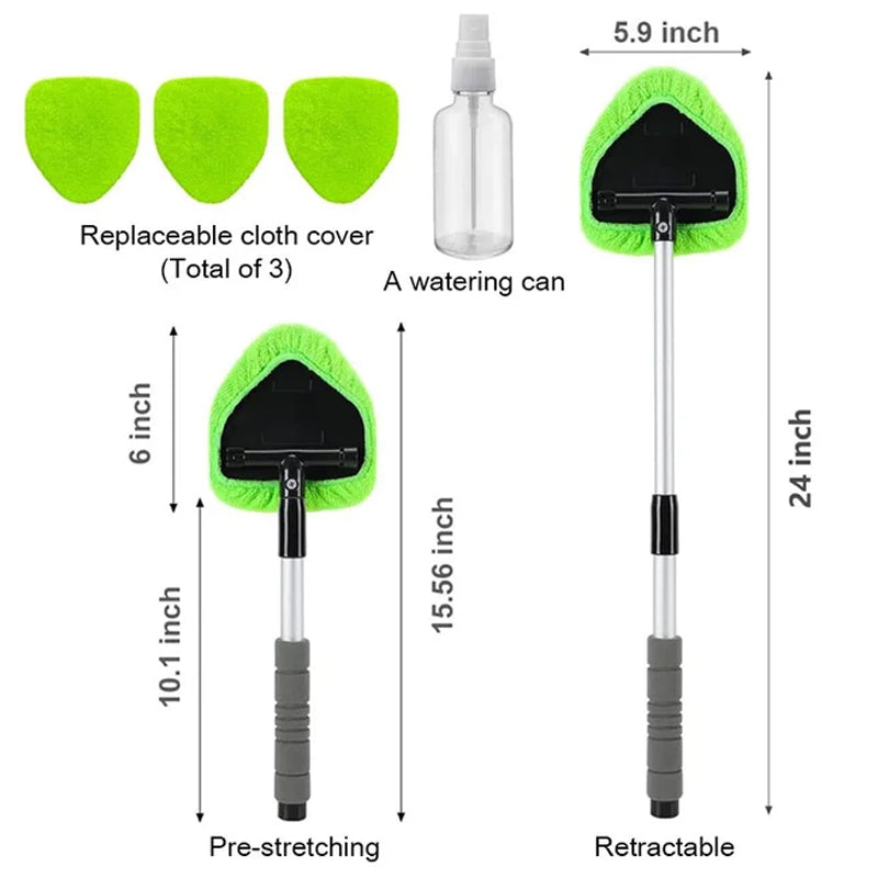 🔥Microfiber Car Windshield Cleaning Tool with Extendable Handle
