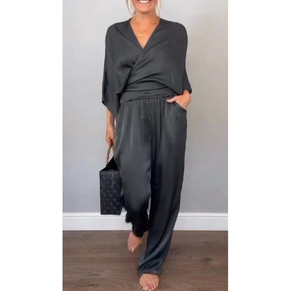 🌸NEW HOT SALE💞Women's 2-Piece Wrap V-Neck Top & Pants Set