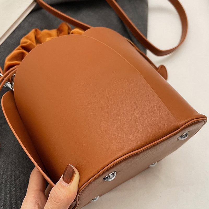 🎁Hot sale 49% OFF✨ Handmade PU Leather Drawstring Bucket Bag – Stylish & Versatile! 👜