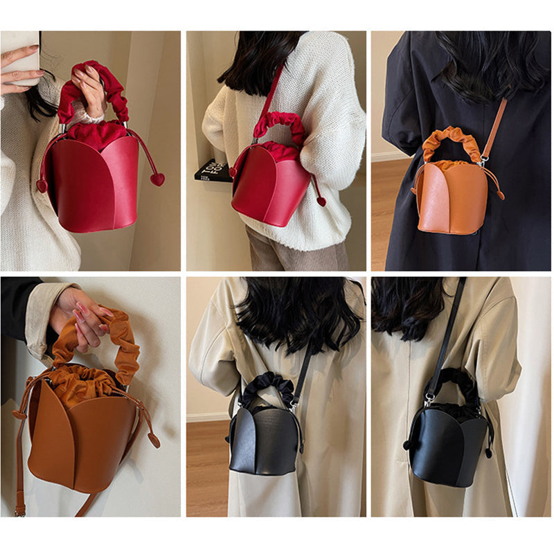 🎁Hot sale 49% OFF✨ Handmade PU Leather Drawstring Bucket Bag – Stylish & Versatile! 👜
