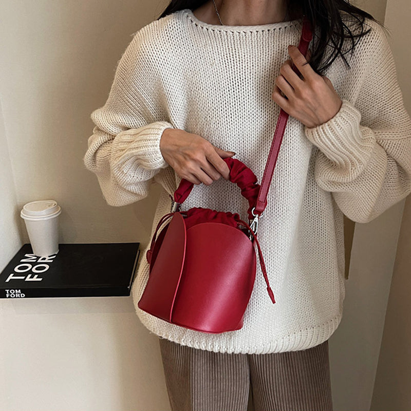 🎁Hot sale 49% OFF✨ Handmade PU Leather Drawstring Bucket Bag – Stylish & Versatile! 👜