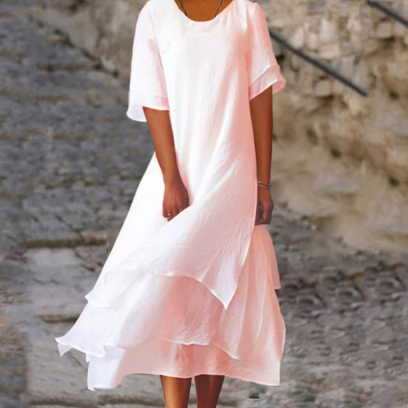 💥50% OFF💥Women's Round Neck Irregular Hem Midi Dresses