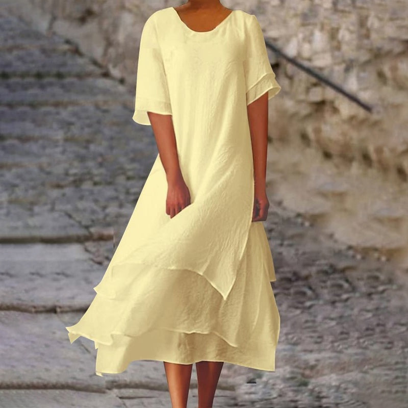 💥50% OFF💥Women's Round Neck Irregular Hem Midi Dresses