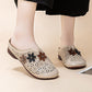 ⏳ Limited time 50% off! 💥Women's Elegant PU Leather Slide Sandals with Floral Design（The more you buy, the higher the discount）
