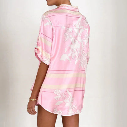 Casual Printed Short Sleeve Shirt & Shorts 2-Piece Set