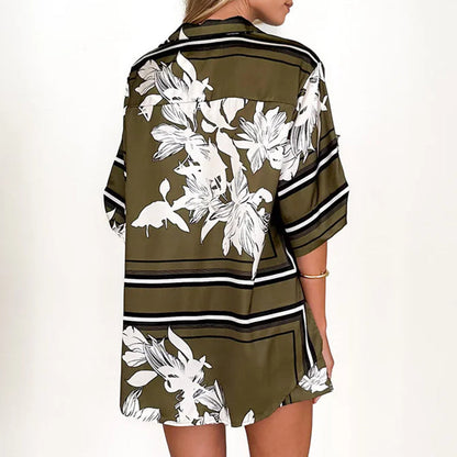 Casual Printed Short Sleeve Shirt & Shorts 2-Piece Set