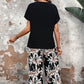 Women's Casual Floral Print Wide Leg Trousers and Short Sleeve Top Set