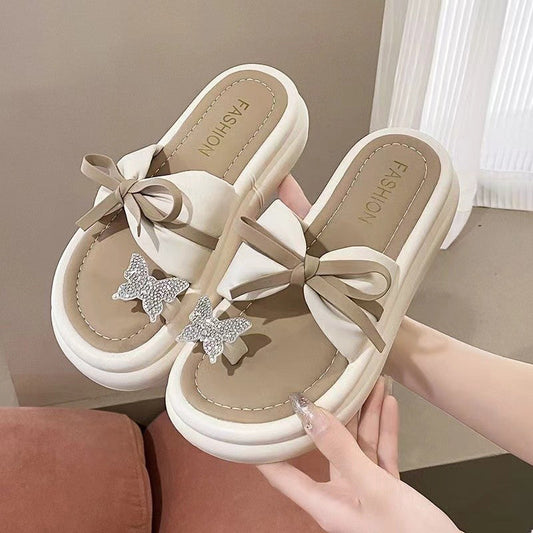 Women's Fashion Bowknot Thick Bottom Slippers