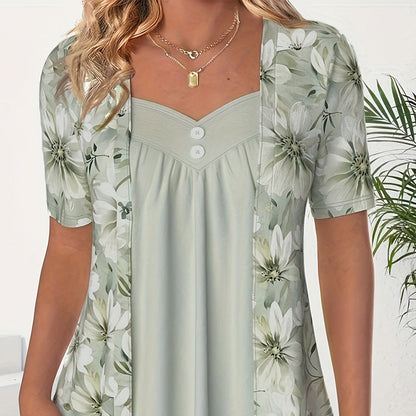 ✨Hot Sale 49% Off🌸Women's Irregular Floral Patchwork Top