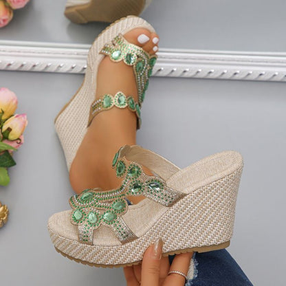 ✨Hot Sale 49% Off🌸Women's Luxury Rhinestone Non-slip Wedge Sandals