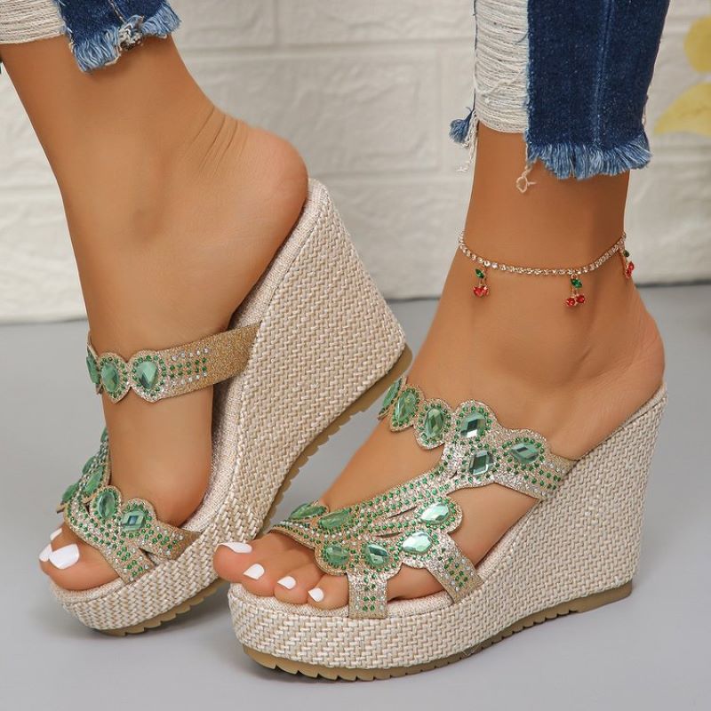 ✨Hot Sale 49% Off🌸Women's Luxury Rhinestone Non-slip Wedge Sandals