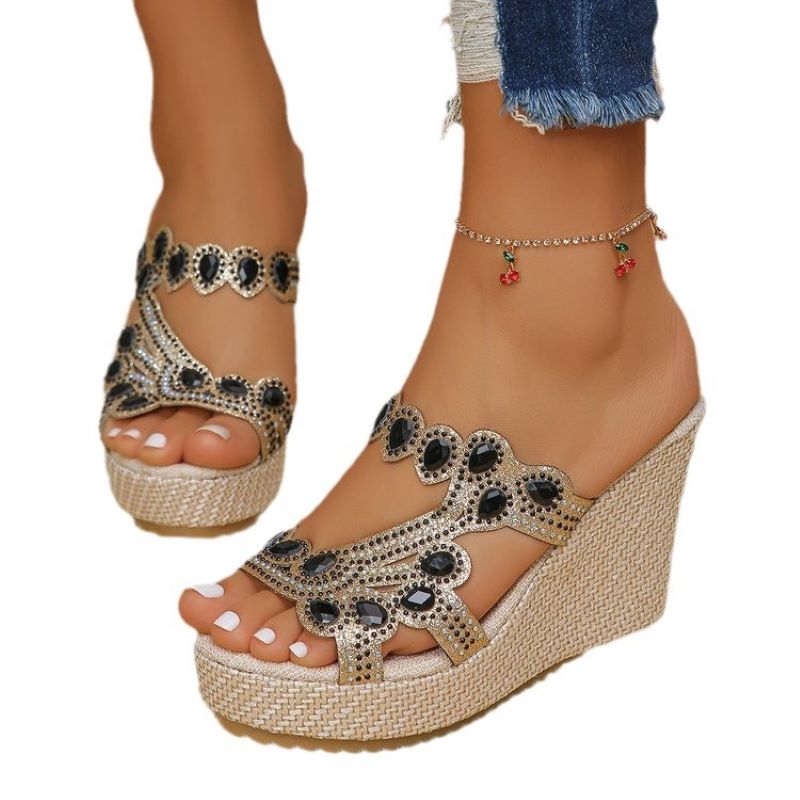 ✨Hot Sale 49% Off🌸Women's Luxury Rhinestone Non-slip Wedge Sandals