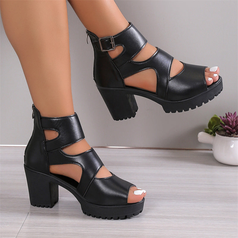 🎁 Hot Sale 49% OFF 🔥Women’s Peep Toe Chunky Heel Sandal Booties