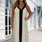 ⏳ Limited time 50% off! 💥Women's V-Neck Sleeveless Color Block Maxi Dress