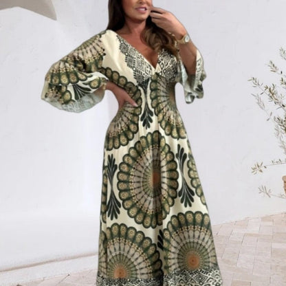 🌸LAST DAY PROMOTION - 50%OFF🌸Women's Retro Boho Deep V-Neck Maxi Dress🔥