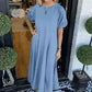 🌺2025 Hot Sale--49% OFF🌺Loose-Fit Short-Sleeve Maxi Dress with Flared Hem