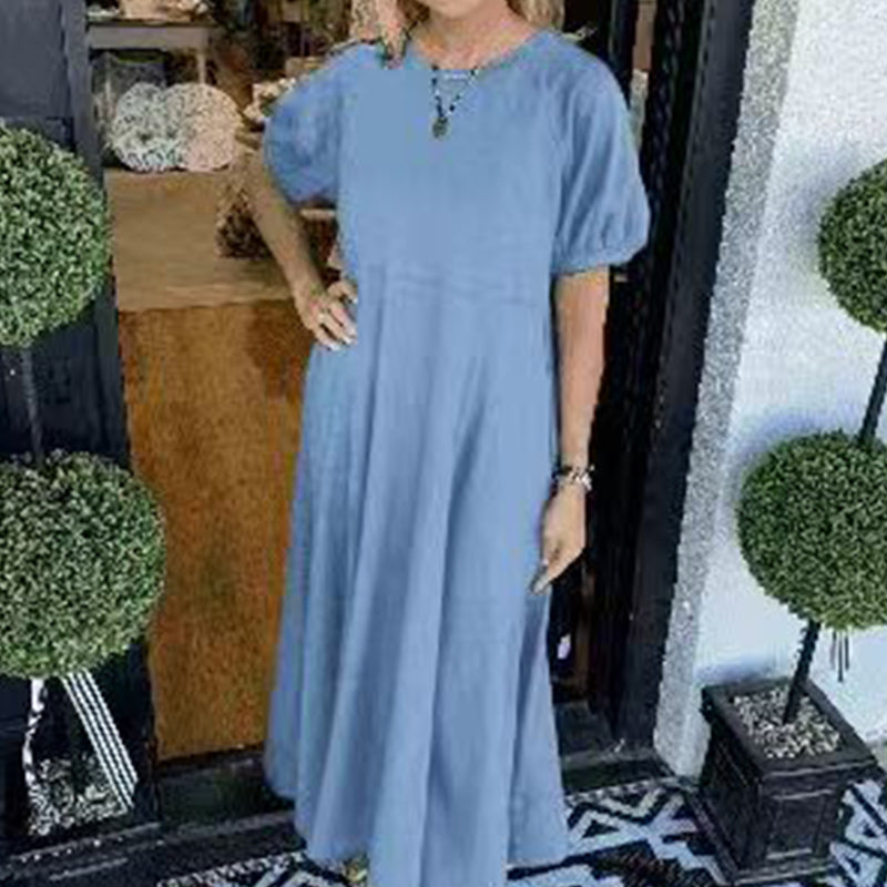 🌺2025 Hot Sale--49% OFF🌺Loose-Fit Short-Sleeve Maxi Dress with Flared Hem