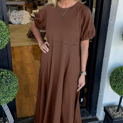 🌺2025 Hot Sale--49% OFF🌺Loose-Fit Short-Sleeve Maxi Dress with Flared Hem