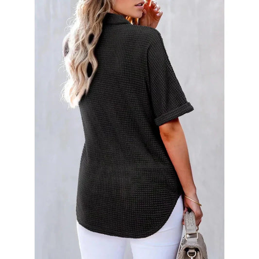 ✨Hot Sale 49% Off🌸Women's Lapel Loose Short Sleeve Top