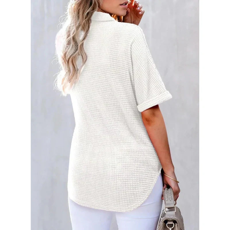 ✨Hot Sale 49% Off🌸Women's Lapel Loose Short Sleeve Top