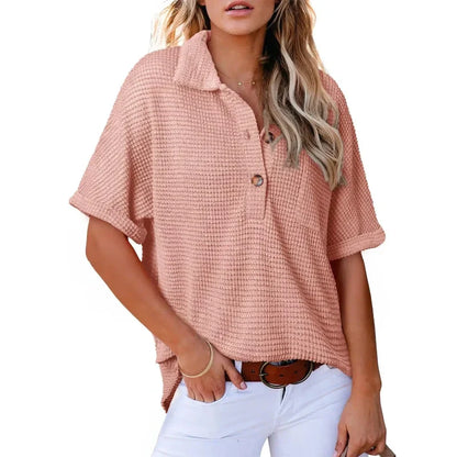 ✨Hot Sale 49% Off🌸Women's Lapel Loose Short Sleeve Top