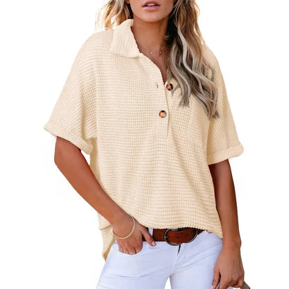 ✨Hot Sale 49% Off🌸Women's Lapel Loose Short Sleeve Top