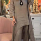 🔥Two-piece suit in cotton and linen, with a round neckline and long sleeves