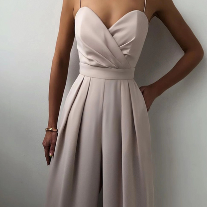 🔥2025 New Arrival🔥Women's Solid Color Camisole Waist-slimming Straight Jumpsuit