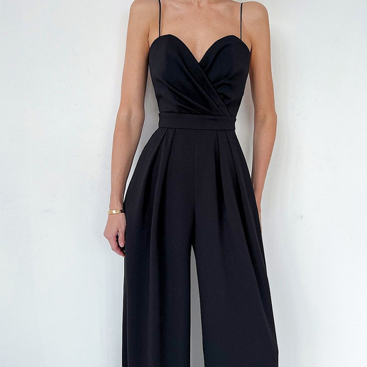 🔥2025 New Arrival🔥Women's Solid Color Camisole Waist-slimming Straight Jumpsuit