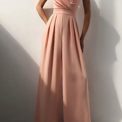 🔥2025 New Arrival🔥Women's Solid Color Camisole Waist-slimming Straight Jumpsuit