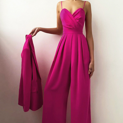 🔥2025 New Arrival🔥Women's Solid Color Camisole Waist-slimming Straight Jumpsuit