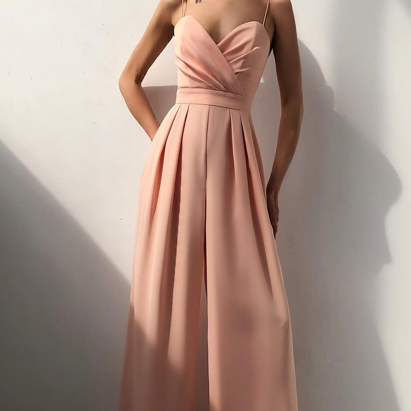 🔥2025 New Arrival🔥Women's Solid Color Camisole Waist-slimming Straight Jumpsuit