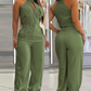 Women's Sleeveless Crop Top & High-Waist Pants Outfit