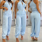 Women's Sleeveless Crop Top & High-Waist Pants Outfit