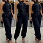Women's Sleeveless Crop Top & High-Waist Pants Outfit