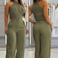 Women's Sleeveless Crop Top & High-Waist Pants Outfit