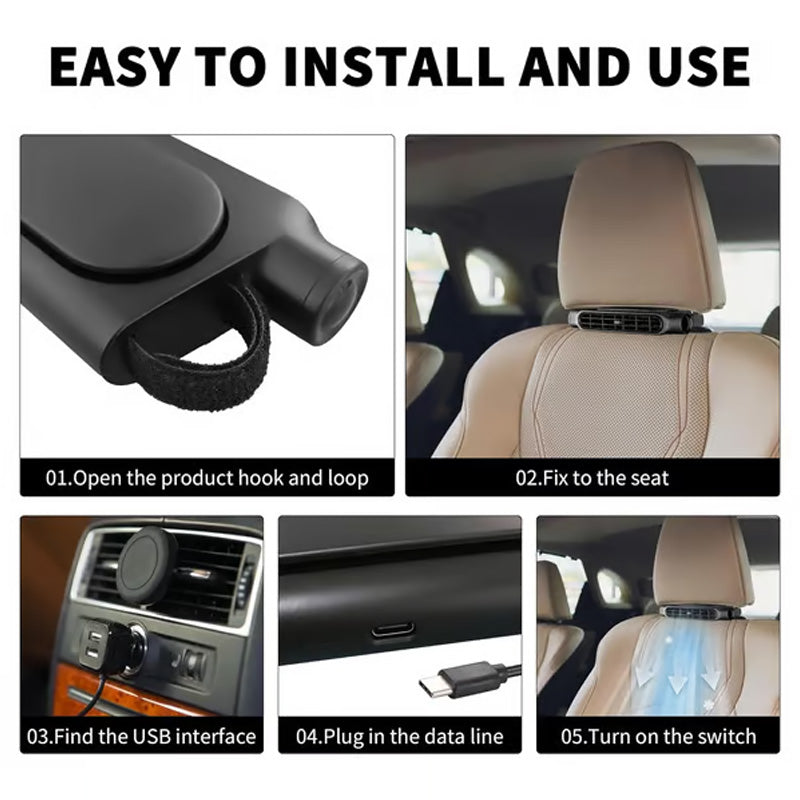 ⏳ Limited time 50% off! 💥USB Car Headrest Cooling Fan with 3 Speeds