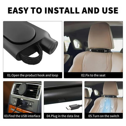 ⏳ Limited time 50% off! 💥USB Car Headrest Cooling Fan with 3 Speeds
