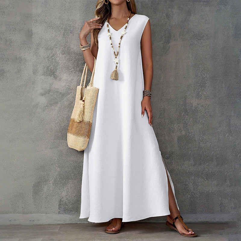 💖HOT SALE 50% OFF💖 Women's Sleeveless V-Neck Dress with Side Slit