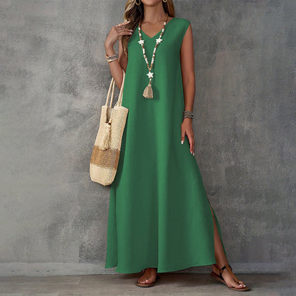 💖HOT SALE 50% OFF💖 Women's Sleeveless V-Neck Dress with Side Slit