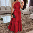 🌸Summer Hot Sale 49%OFF🌸Stylish Solid Color One-Shoulder Ruched Waist Long Dress