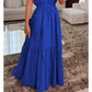 🌸Summer Hot Sale 49%OFF🌸Stylish Solid Color One-Shoulder Ruched Waist Long Dress