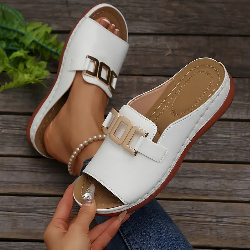 🔥Last Day Promotion 50%OFF 🏖️Artificial Leather Open Toe Slippers