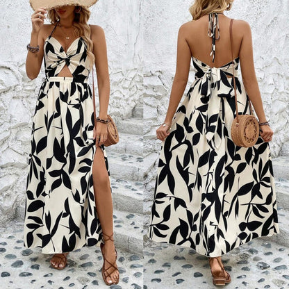 🌸Summer New Arrivals 💐Women's Elegant Sexy Floral Print Halter Dress