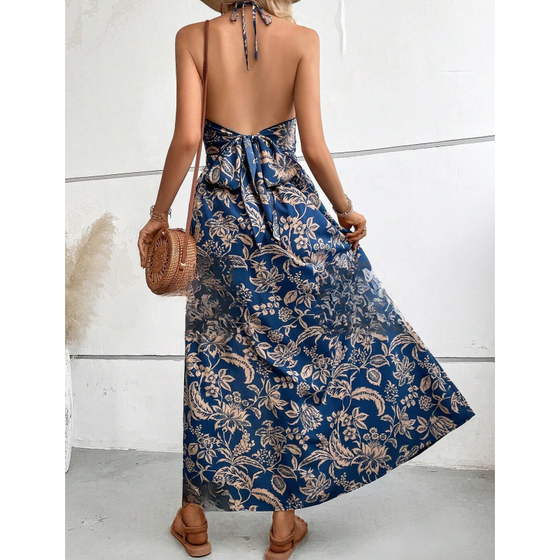 🌸Summer New Arrivals 💐Women's Elegant Sexy Floral Print Halter Dress