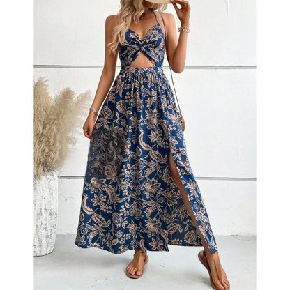 🌸Summer New Arrivals 💐Women's Elegant Sexy Floral Print Halter Dress