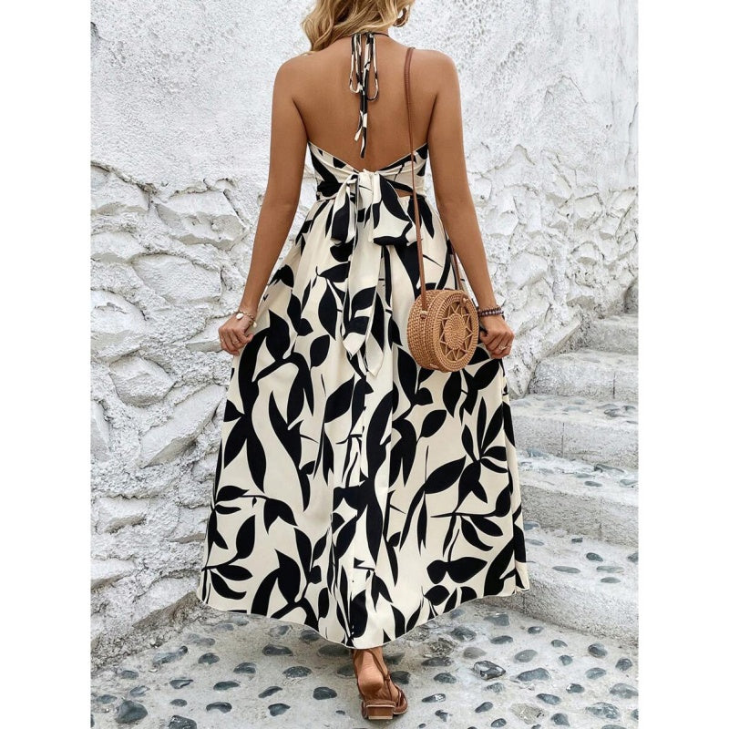 🌸Summer New Arrivals 💐Women's Elegant Sexy Floral Print Halter Dress