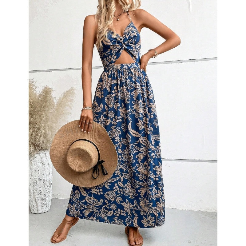 🌸Summer New Arrivals 💐Women's Elegant Sexy Floral Print Halter Dress